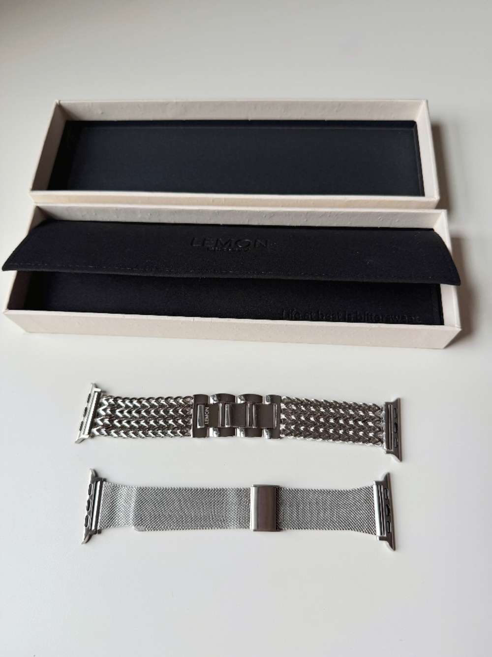 TWO Stainless Steel Bracelet Bands for Apple Watch 1-12, SE 1-3, Ultra 1-4